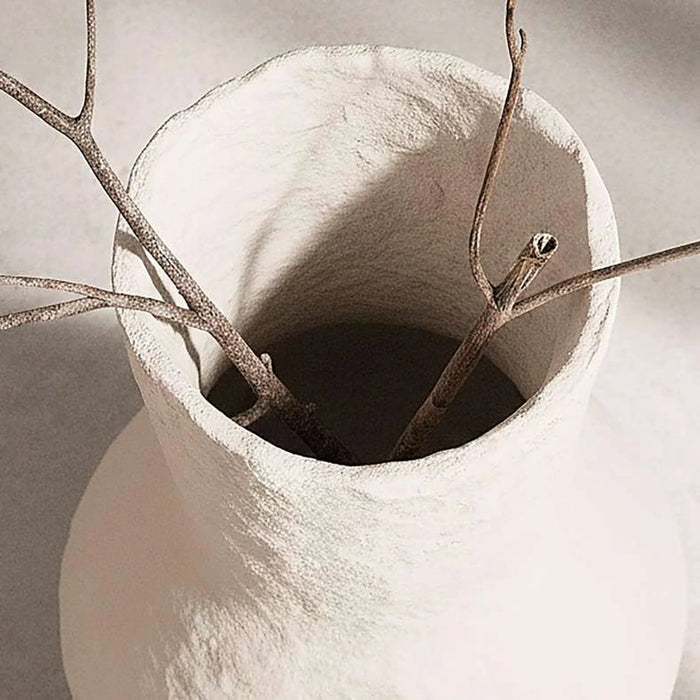 Anwen Paper Mache Hand Painted Decor Vase 42X42X60Cm - Off White
