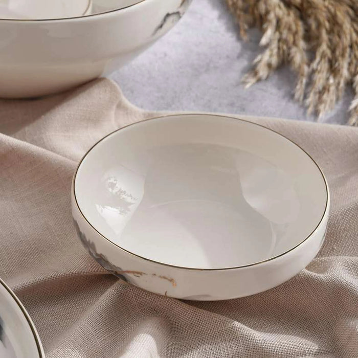 Aolani 32-Piece New Bone China Dinner Set -White & Grey