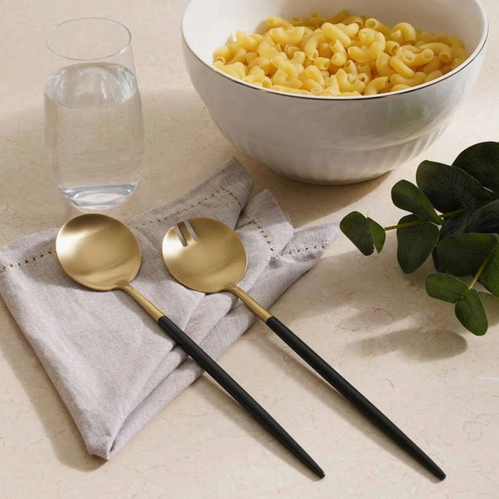 Arabella 2-Piece Salad Server Set -Black Gold