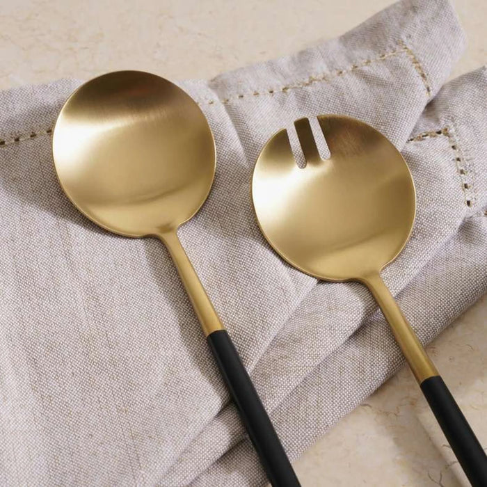 Arabella 2-Piece Salad Server Set -Black Gold