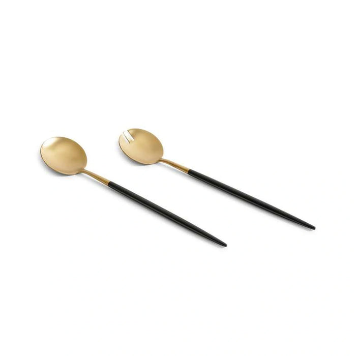 Arabella 2-Piece Salad Server Set -Black Gold