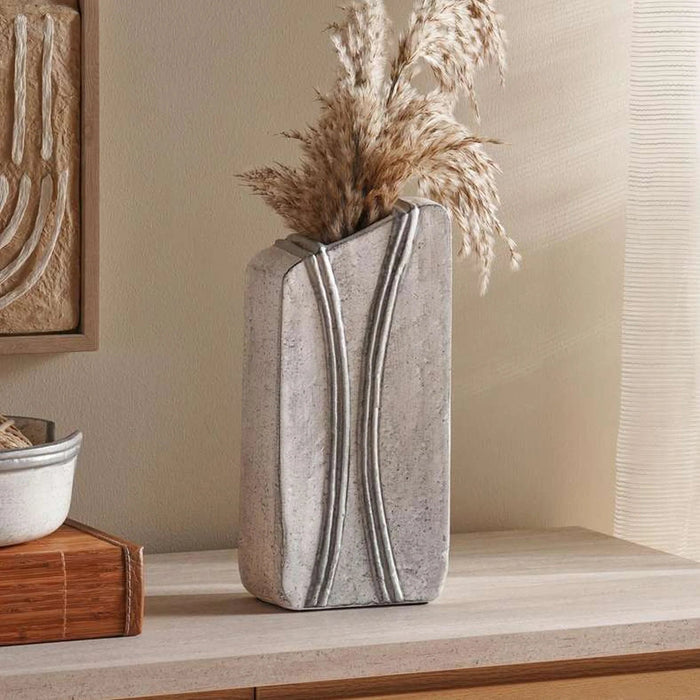 Aral Handpainted Paper Mache Decor Vase 15X8X32Cm - White Pan Home