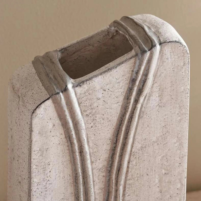 Aral Handpainted Paper Mache Decor Vase 15X8X32Cm - White Pan Home
