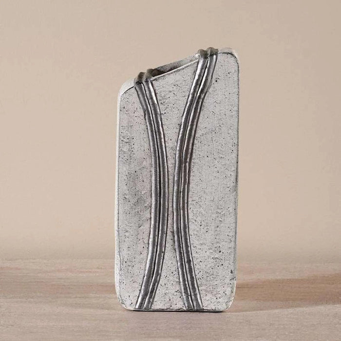 Aral Handpainted Paper Mache Decor Vase 15X8X32Cm - White Pan Home