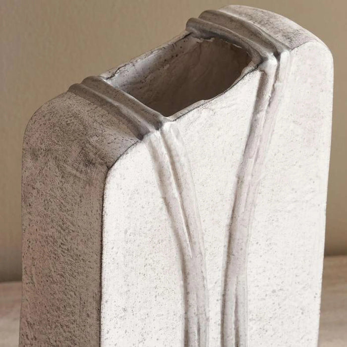 Aral Handpainted Paper Mache Decor Vase 16X8.5X26Cm - White Pan Home