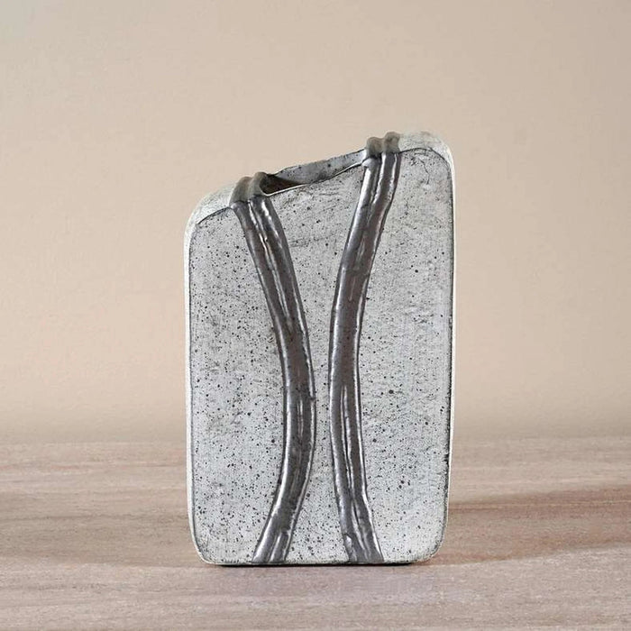 Aral Handpainted Paper Mache Decor Vase 16X8.5X26Cm - White Pan Home