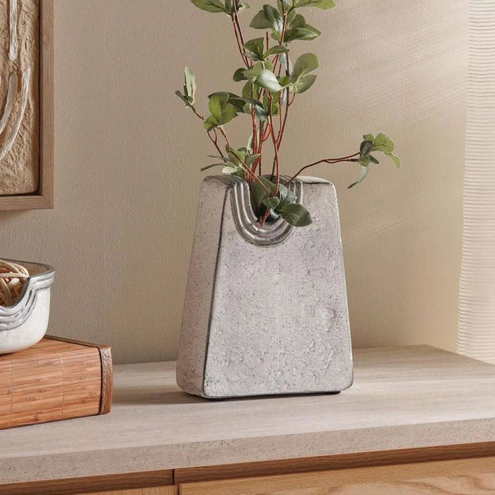 Aral Handpainted Paper Mache Vase 17X8X22.5Cm - White