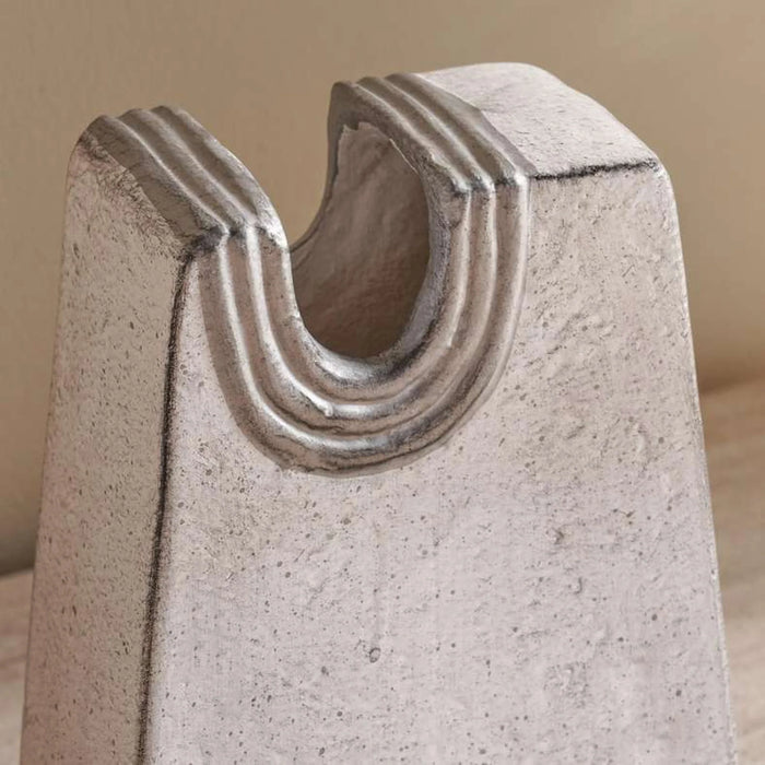 Aral Handpainted Paper Mache Vase 17X8X22.5Cm - White