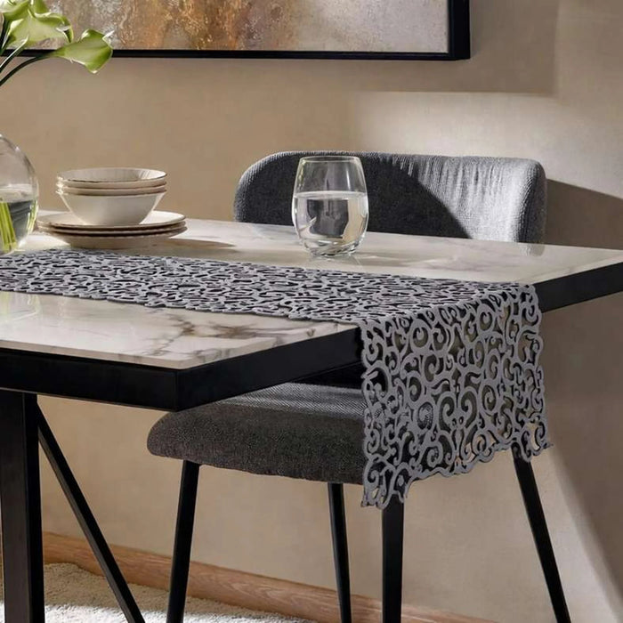 Arbena Lasercut Table Runner 30X120Cm-Grey