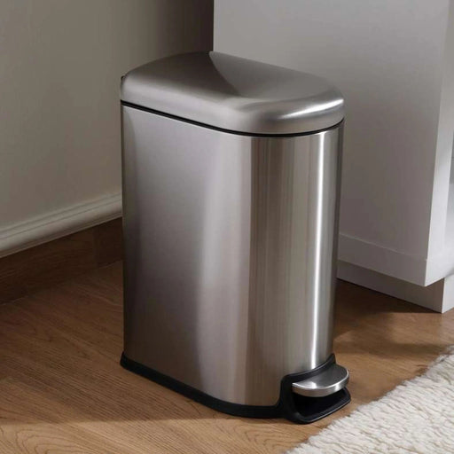 Arch Fingerprint Resistant Metal Pedal Bin 31.5X18.5X39Cm 10L - Chrome Pan Home