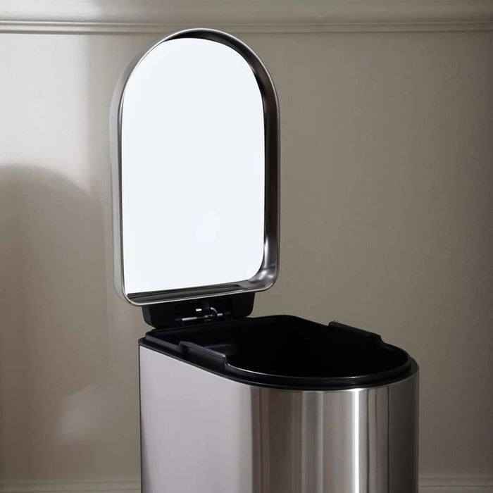 Arch Fingerprint Resistant Metal Pedal Bin 31.5X18.5X39Cm 10L - Chrome Pan Home