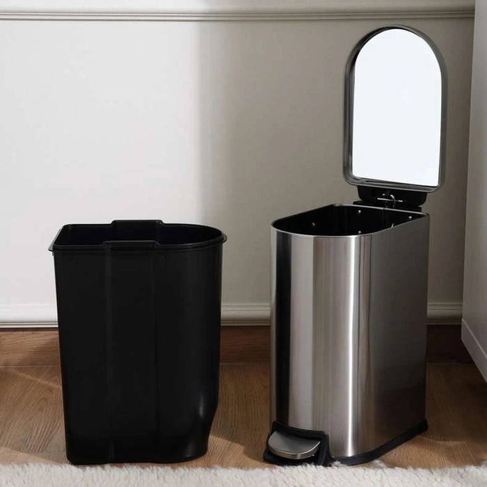 Arch Fingerprint Resistant Metal Pedal Bin 31.5X18.5X39Cm 10L - Chrome Pan Home