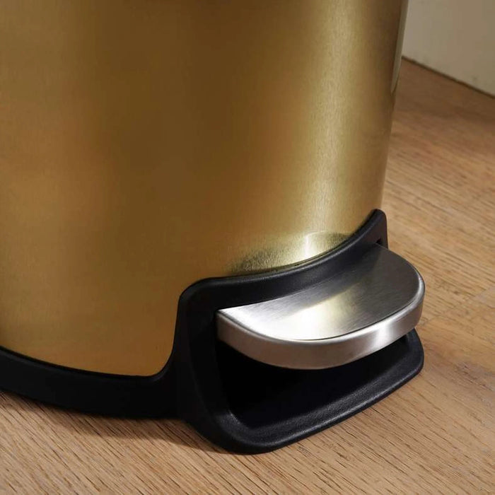 Arch Fingerprint Resistant Metal Pedal Bin 31.5X18.5X39Cm 10L - Gold Pan Home