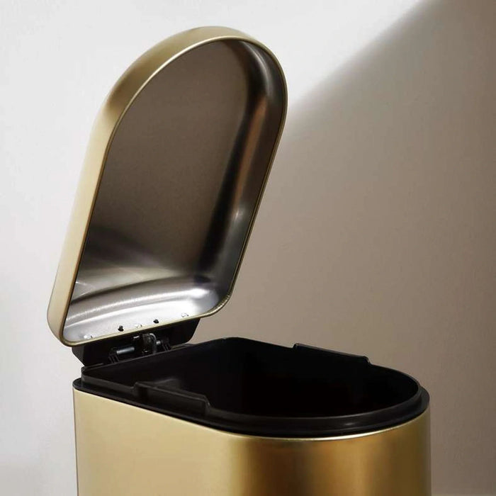 Arch Fingerprint Resistant Metal Pedal Bin 31.5X18.5X39Cm 10L - Gold Pan Home