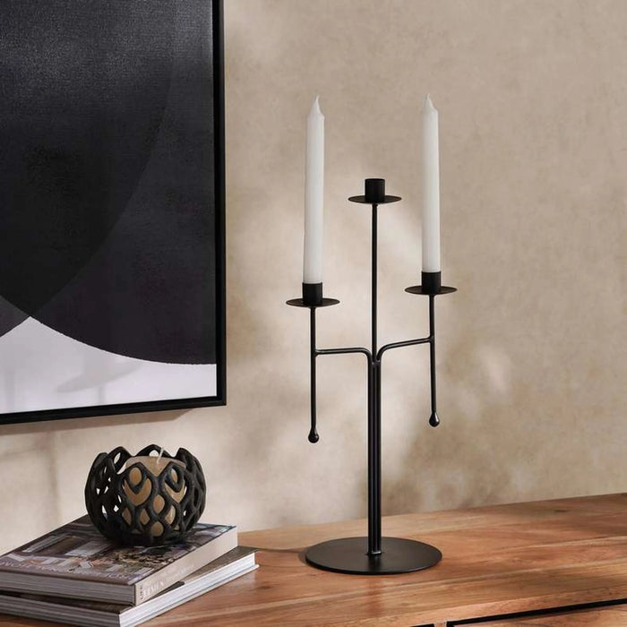 Areg Metal Three Taper Candle Holder 16.5X23X45.5Cm- Black