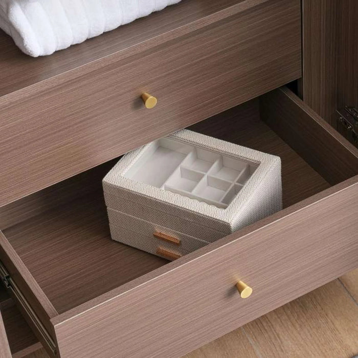 Arelis 6 Door Wardrobe With Mirror - Light Brown