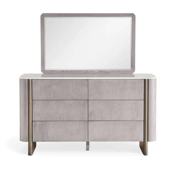Arelis 6-Drawer Dresser With Mirror - Light Brown Pan Home
