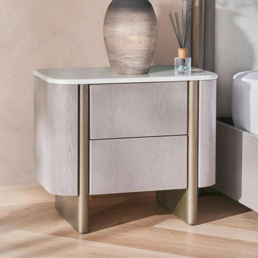 Arelis Nightstand With 2 Drawer - Light Brown Pan Home