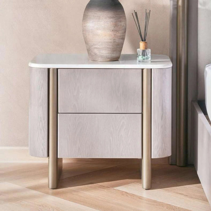 Arelis Nightstand With 2 Drawer - Light Brown Pan Home