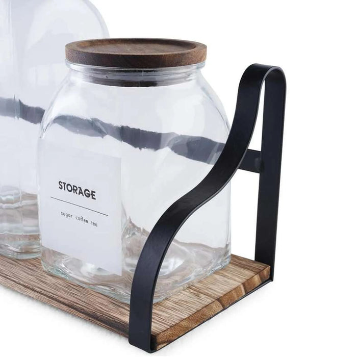 Arelle 3-Piece Glass Canister With Stand - Clear