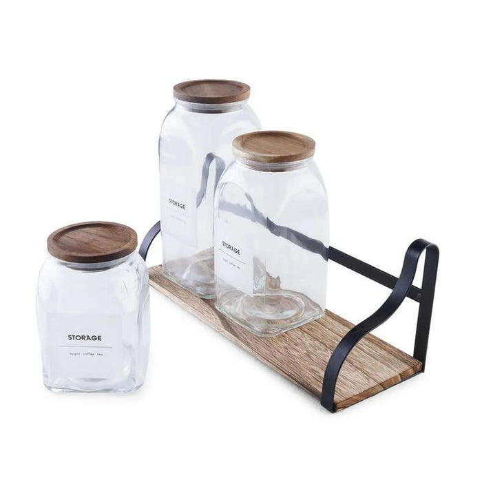 Arelle 3-Piece Glass Canister With Stand - Clear