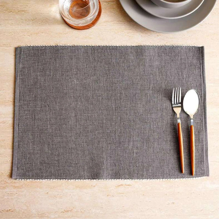 Aria Chambray 4 Piece Placemat Set 33X48Cm-Grey
