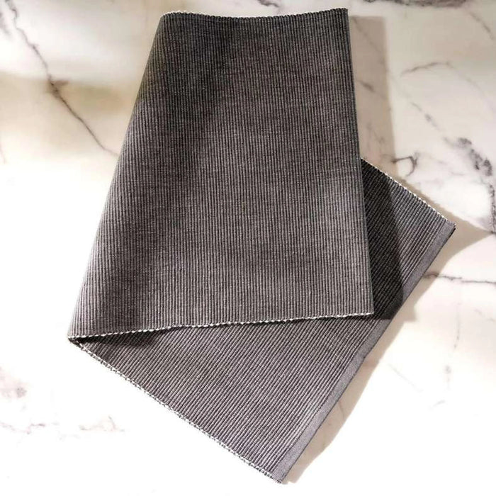 Aria Chambray Table Runner 33X120Cm-Grey