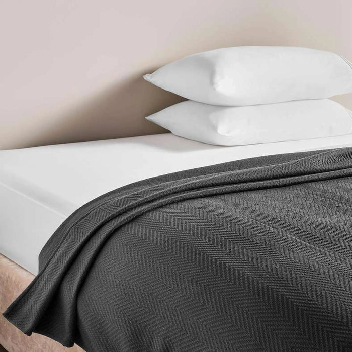 Aria Herringbone Bedspread 220X240Cm-Grey Pan Home