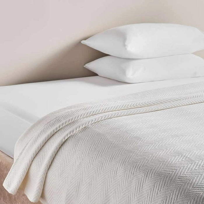 Aria Herringbone Bedspread 220X240Cm- Ivory Pan Home