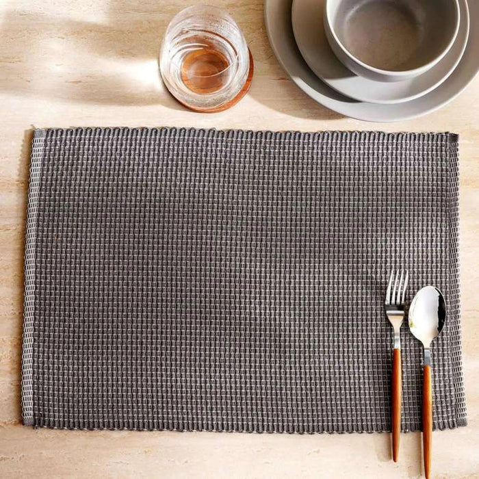 Aria Ribbed 4 Piece Placemat Set 33X48Cm-Grey