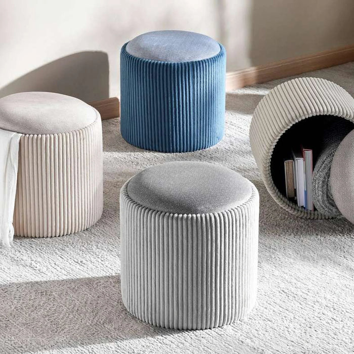 Arianna Ribbed Pouf With Storage 31X31X32Cm - Beige