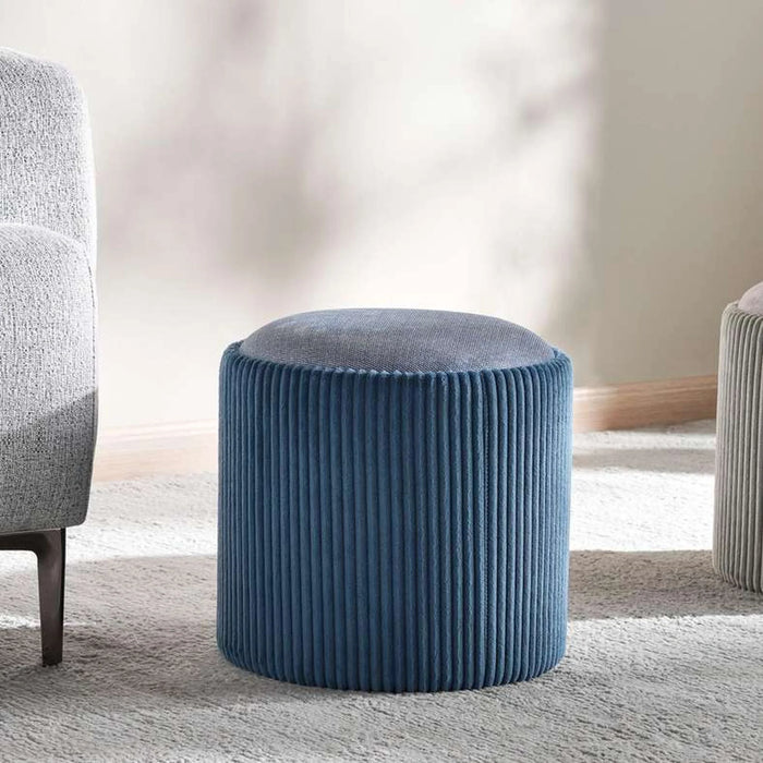 Arianna Ribbed Pouf With Storage 31X31X32Cm - Blue