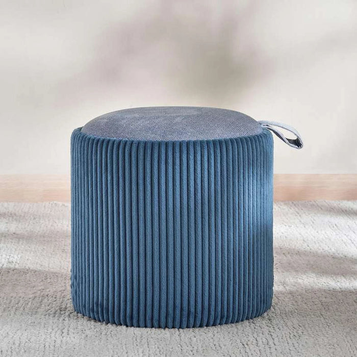 Arianna Ribbed Pouf With Storage 31X31X32Cm - Blue