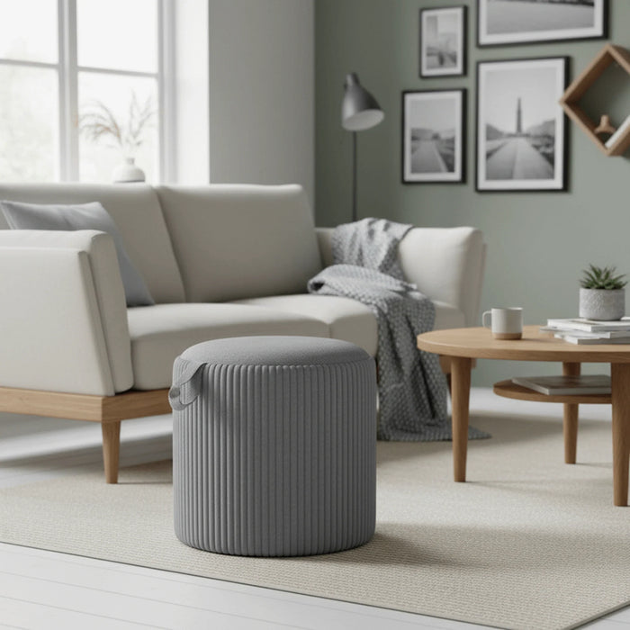 Arianna Ribbed Pouf With Storage 31X31X32Cm - Grey