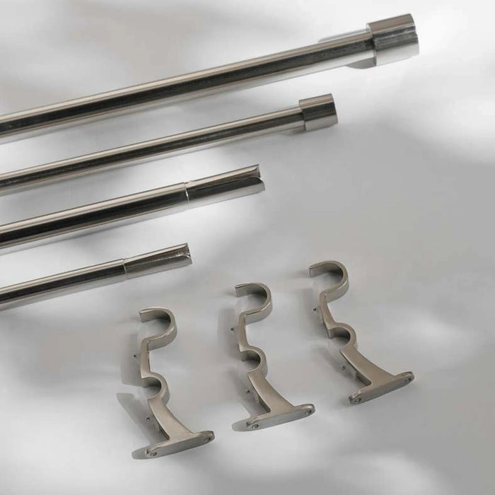 Aries 25/22Mm Extendable Double Curtain Rod 157X457Cm - Bright Nickle Pan Home