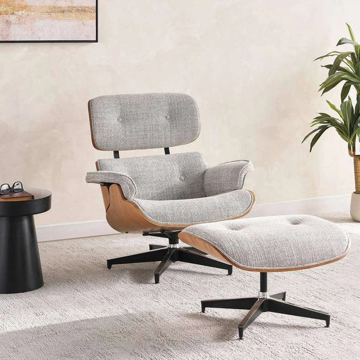 Ariste Lounge Chair With Ottoman - Nautral & Beige
