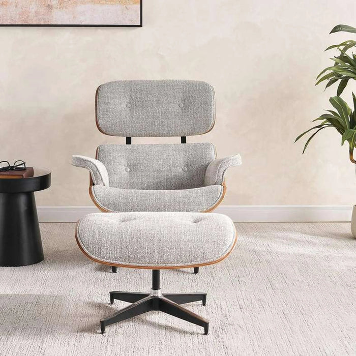 Ariste Lounge Chair With Ottoman - Nautral & Beige