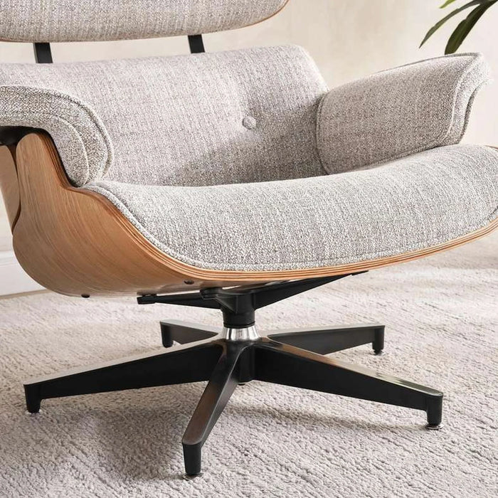 Ariste Lounge Chair With Ottoman - Nautral & Beige