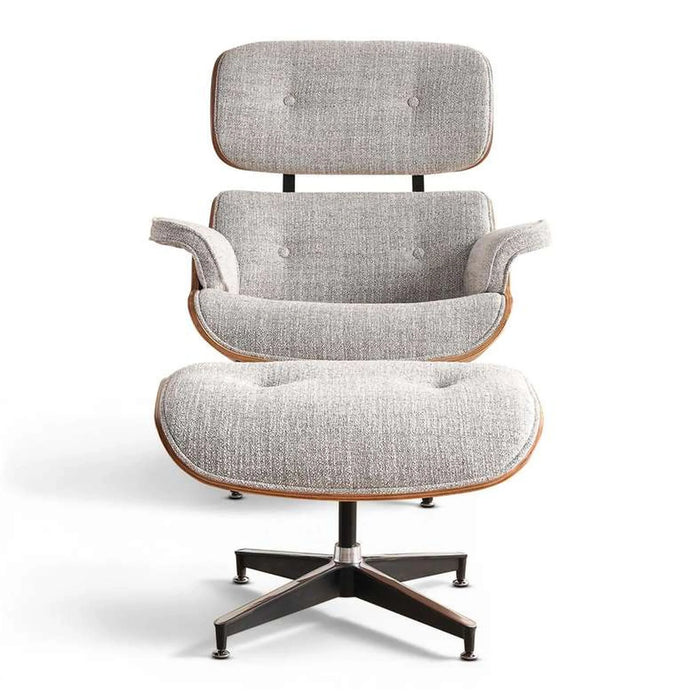 Ariste Lounge Chair With Ottoman - Nautral & Beige