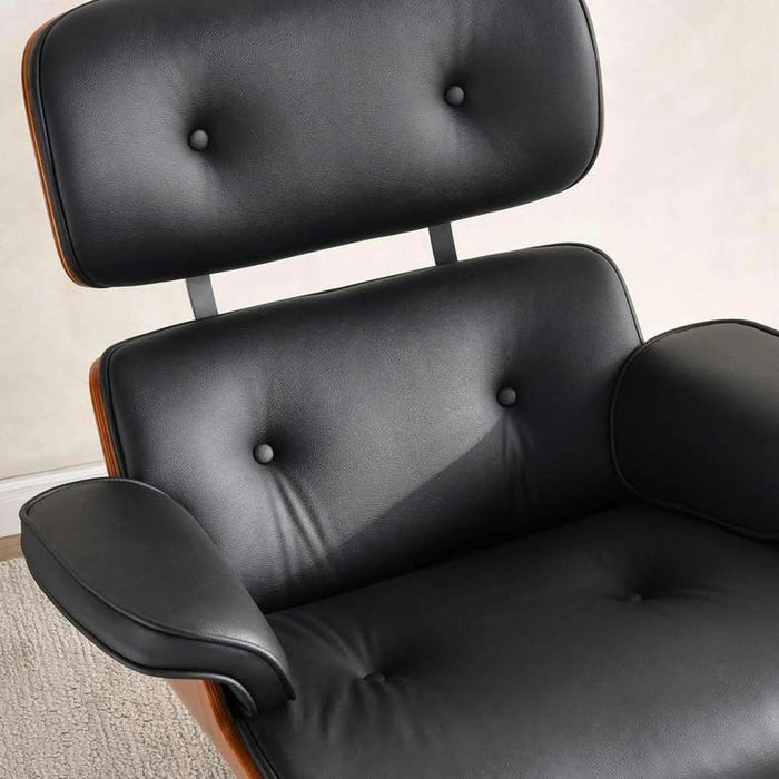 Ariste Lounge Chair With Ottoman - Walnut & Black