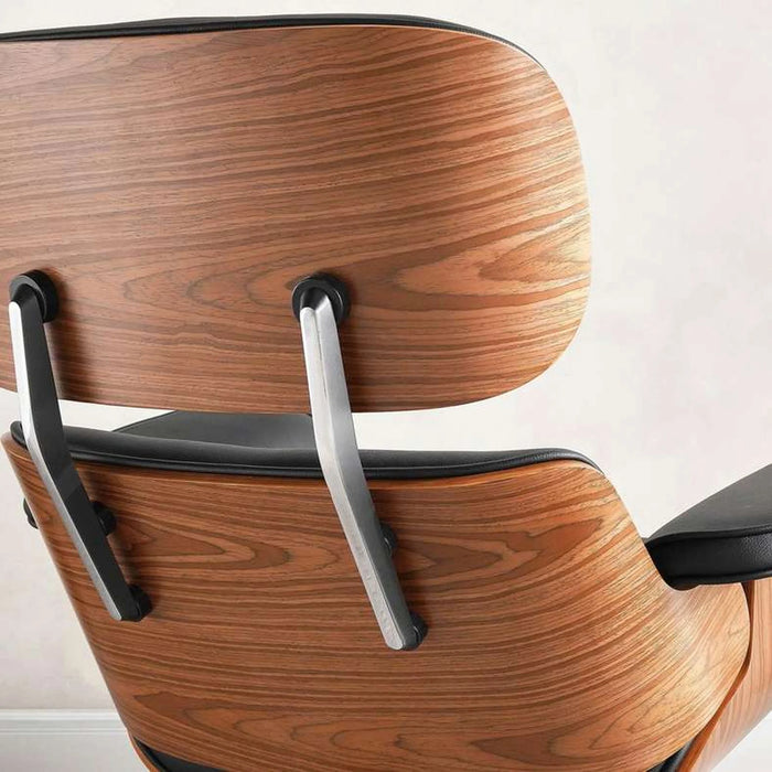 Ariste Lounge Chair With Ottoman - Walnut & Black