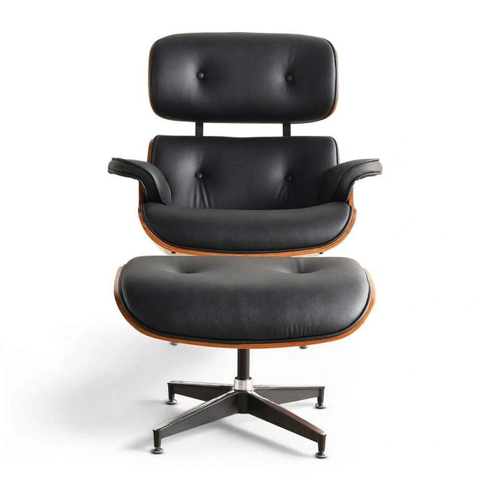 Ariste Lounge Chair With Ottoman - Walnut & Black