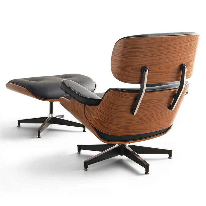 Ariste Lounge Chair With Ottoman - Walnut & Black