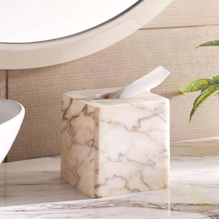 Aristo Marble Tissue Box Cover 15X15X15Cm - Beige Pan Home