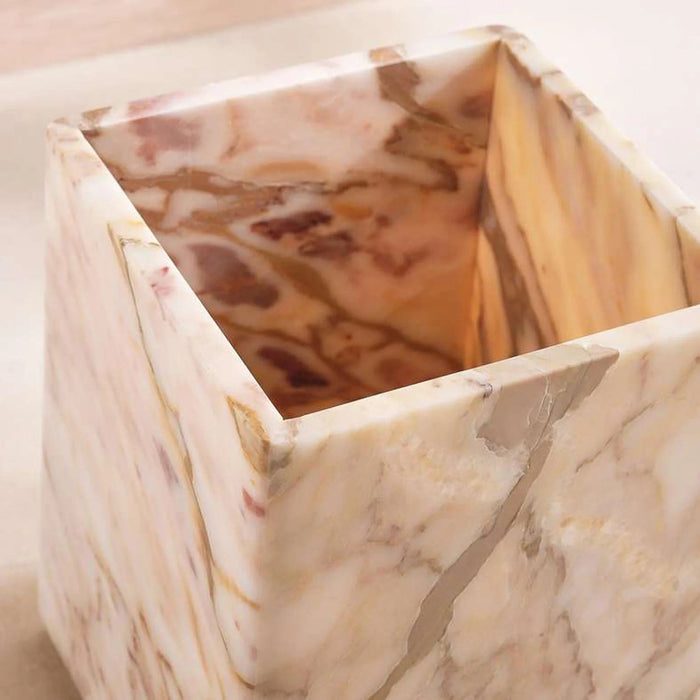Aristo Marble Waste Bin 18X18X22Cm - Beige Pan Home