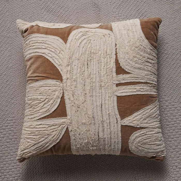 Arizona Geo Velvet Embroidery Down Alternative Filled Cushion 50X50 Cm - Beige