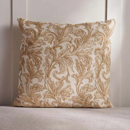 Arizona Waves Velvet Embroidery Down Alternative Filled Cushion 50X50 Cm - Beige Pan Home