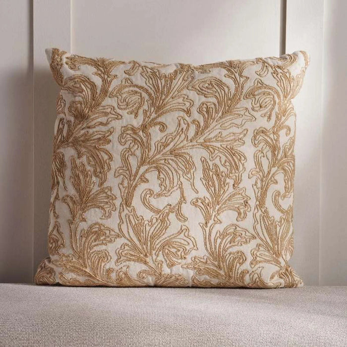 Arizona Waves Velvet Embroidery Down Alternative Filled Cushion 50X50 Cm - Beige Pan Home