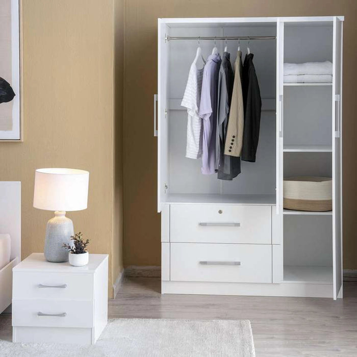 Arlin 3 Door Wardrobe With 2 Drawer - White