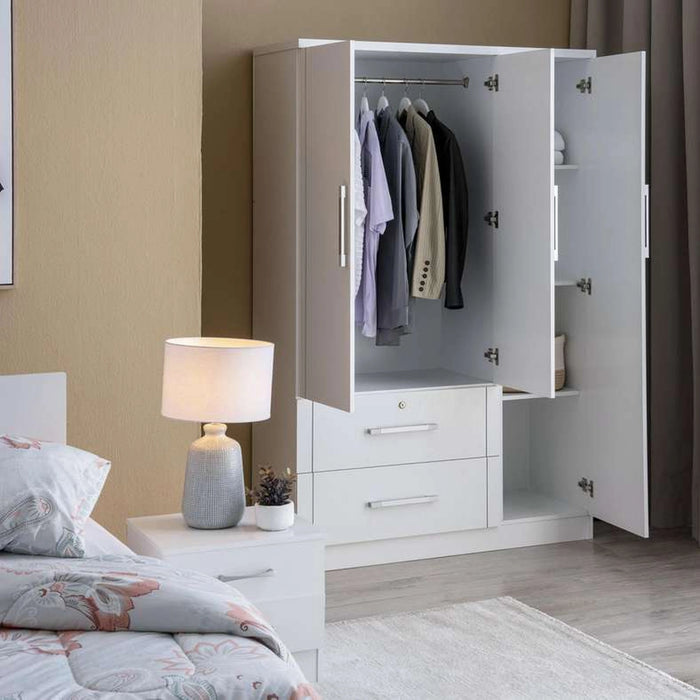 Arlin 3 Door Wardrobe With 2 Drawer - White